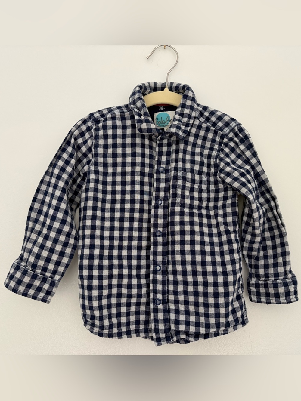 Baby Boden Navy and White Gingham Button-Down Shirt